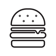 Burger icon Design Template. Illustration vector graphic. simple black outline style icon isolated on white background. Perfect for your web site design, logo, symbols of restaurants, cafe