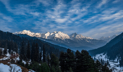 Naklejka na ściany i meble The winter scene in Aru Valley near Pahalgam, Kashmir, India.