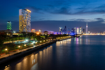 Fototapeta na wymiar Guangzhou city buildings skyline night view