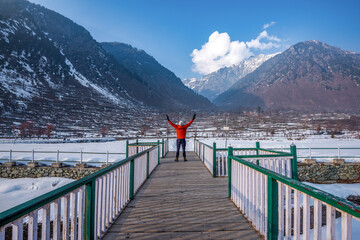 View of Betab Valley in winter season, near Pahalgam, Kashmir, India