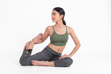 Fototapeta premium Young sporty attractive Asian women practicing yoga