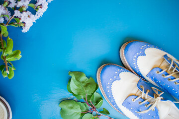 fondo celeste vintage zapatos