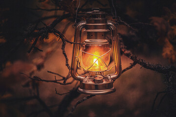Fototapeta na wymiar Still life with kerosene lamp