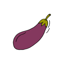 Eggplant. Vegetable. Healthy diet. Vitamins. Vegetarian food. Eco. Harvest from the garden. Doodle. Vector. Hand-drawn illustration.
