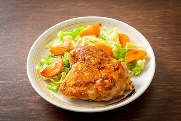 teppanyaki chicken steak with cabbage and carrot