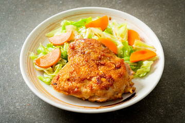 teppanyaki chicken steak with cabbage and carrot