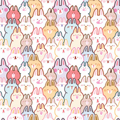 Seamless Pattern of Cartoon Rabbit Illustration Design