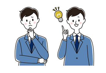 ビジネスマン 悩む ひらめく