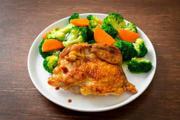 chicken steak with broccoli and carrot