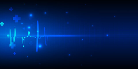ecg background, Heart rate graph. Ekg heart beat line monitor. Health care and Medical technology concept. Digital signal wave. vector illustration
