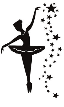 Silueta de mujer bailando ballet con estrellas