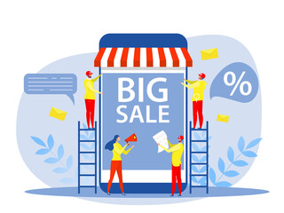 Big sale and discounts; for shoppers e-marketing Concept vector flat; vector illustration.