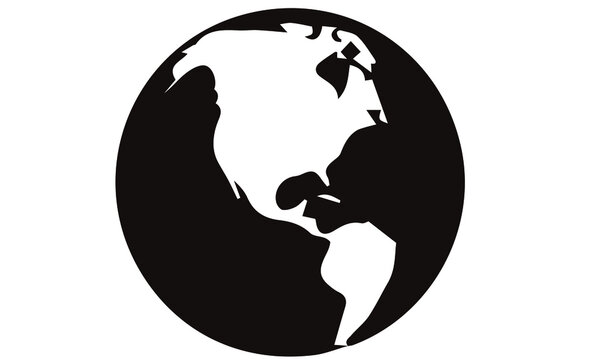 Silueta de planeta tierra, con vista a continente americano