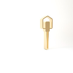 Gold Shovel icon isolated on white background. Gardening tool. Tool for horticulture, agriculture, farming. 3d illustration 3D render