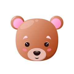 The head of a cute bear is not on a white background. Children's animal illustration.