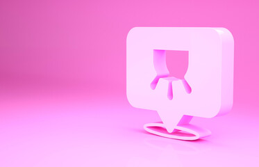 Pink Udder icon isolated on pink background. Minimalism concept. 3d illustration 3D render