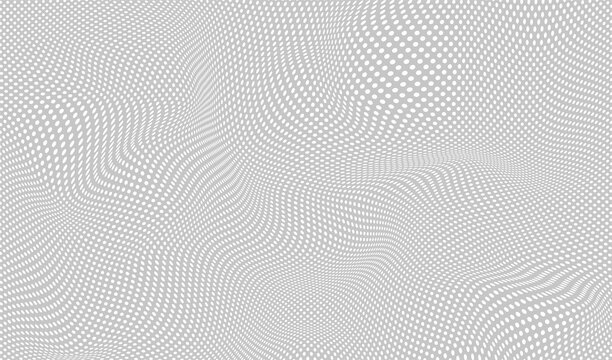 Gray grid with dots. Geometric surface. Abstract banner