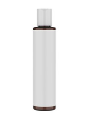 Blank cosmetic bottle with disc press cap for branding and mock up, 3d render illustration.