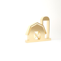 Gold Farm house icon isolated on white background. 3d illustration 3D render