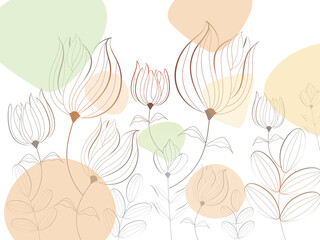 Line Art Floral Decorated Background.