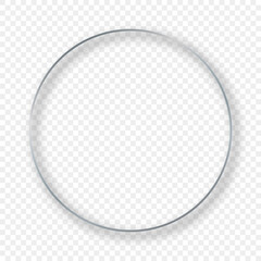 Silver glowing circle frame with shadow