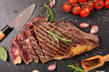 grilled beef ribeye with herbs and spices