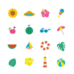 シンプルアイコンセット：夏のアイテム（主線なし）