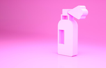 Pink Pet shampoo icon isolated on pink background. Pets care sign. Dog cleaning symbol. Minimalism concept. 3d illustration 3D render