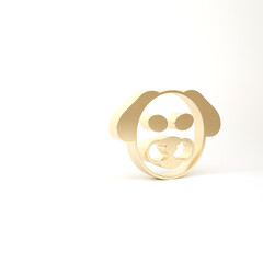 Gold Dog icon isolated on white background. 3d illustration 3D render