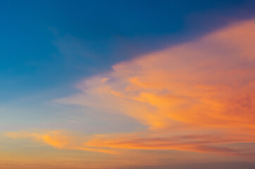 Colorful dusk blue and orange sky.