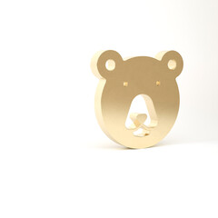 Gold Bear head icon isolated on white background. 3d illustration 3D render