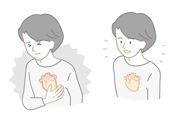 Fototapeta premium Unhealthy heart, Nonbinary with healthy heart