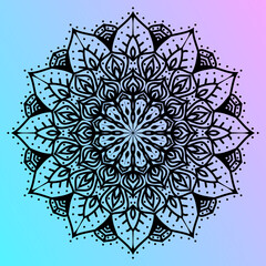 abstract mandala art outline petal vector design with soft gradient background