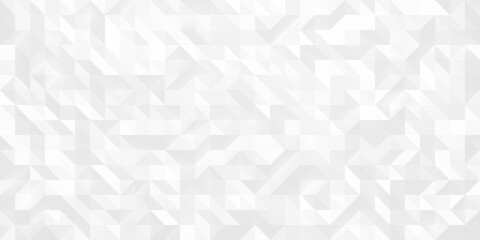 Low poly random tiles texture in white color. Abstract geometric pattern background with medium size triangles. Modern crystal design. 3D Rendering.