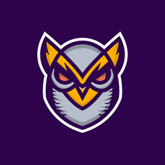 Owl head mascot logo design concept