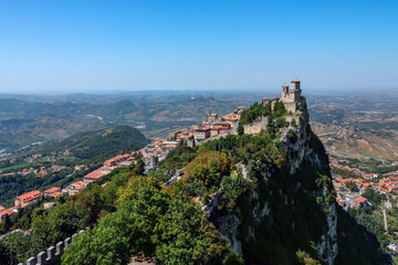 Fototapeta na wymiar Fortress of Guaita on Mount Titano in San Marino