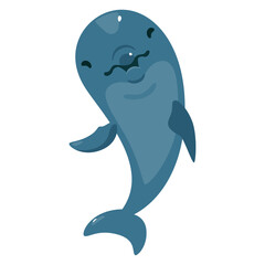自然や水族館にいるイルカのイラスト。