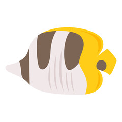 シュノーケリングで見る黄色と黒色の魚、チョウチョウウオのイラスト。