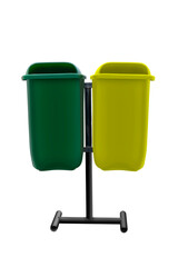 Green and yellow trash bin