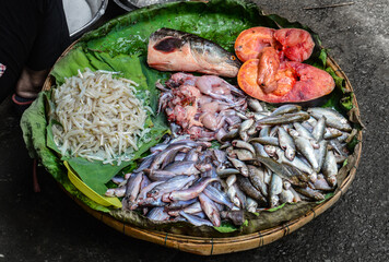 Exotic product sold in the local wet market of Dong Tong Market in Koh Kong, Cambodia