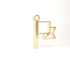 Gold Flag icon isolated on white background. Victory, winning and conquer adversity concept. 3d illustration 3D render