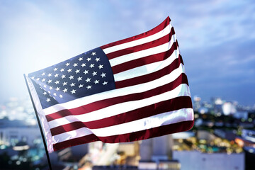 American flag waving in the air