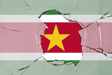 3D Flag of Suriname on glass