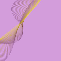 Abstract background. Smooth lines of purple and yellow on a lilac background.