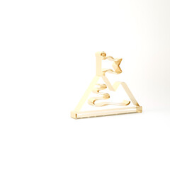 Gold Mountains with flag on top icon isolated on white background. Symbol of victory or success concept. Goal achievement. 3d illustration 3D render