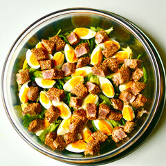 healthy tuna salad with wild asparagus, eggs and avocados. The tuna was coated with soy sauce, sesame seeds and cooked very quickly. So good !