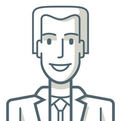 Avatar of young businessman laughing. Illustration of a young businessman with a happy expression. The drawing is made with simple lines.