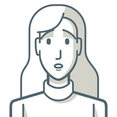 Surprised young woman avatar. Illustration of a young woman with a surprised expression. The drawing is made with simple lines.