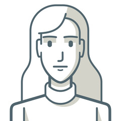 Young woman avatar with serious gesture. Illustration of a young woman with a serious expression. The drawing is made with simple lines.