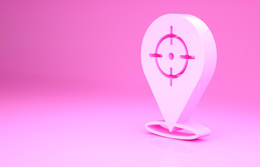 Pink Target financial goal concept icon isolated on pink background. Symbolic goals achievement, success. Minimalism concept. 3d illustration 3D render